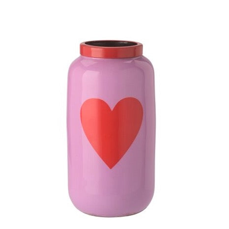 Trend Vase pink mit rotem Herz