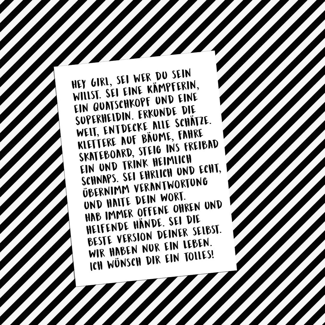 Hey Girl empowerment Postkarte