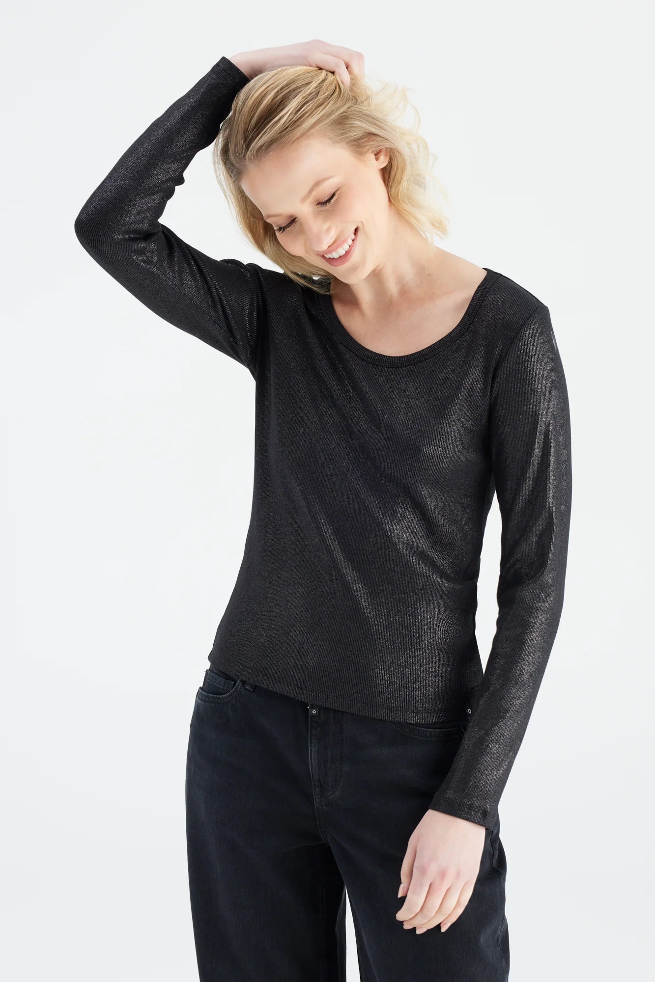 Basic Shirt Dora, black pear, langarm