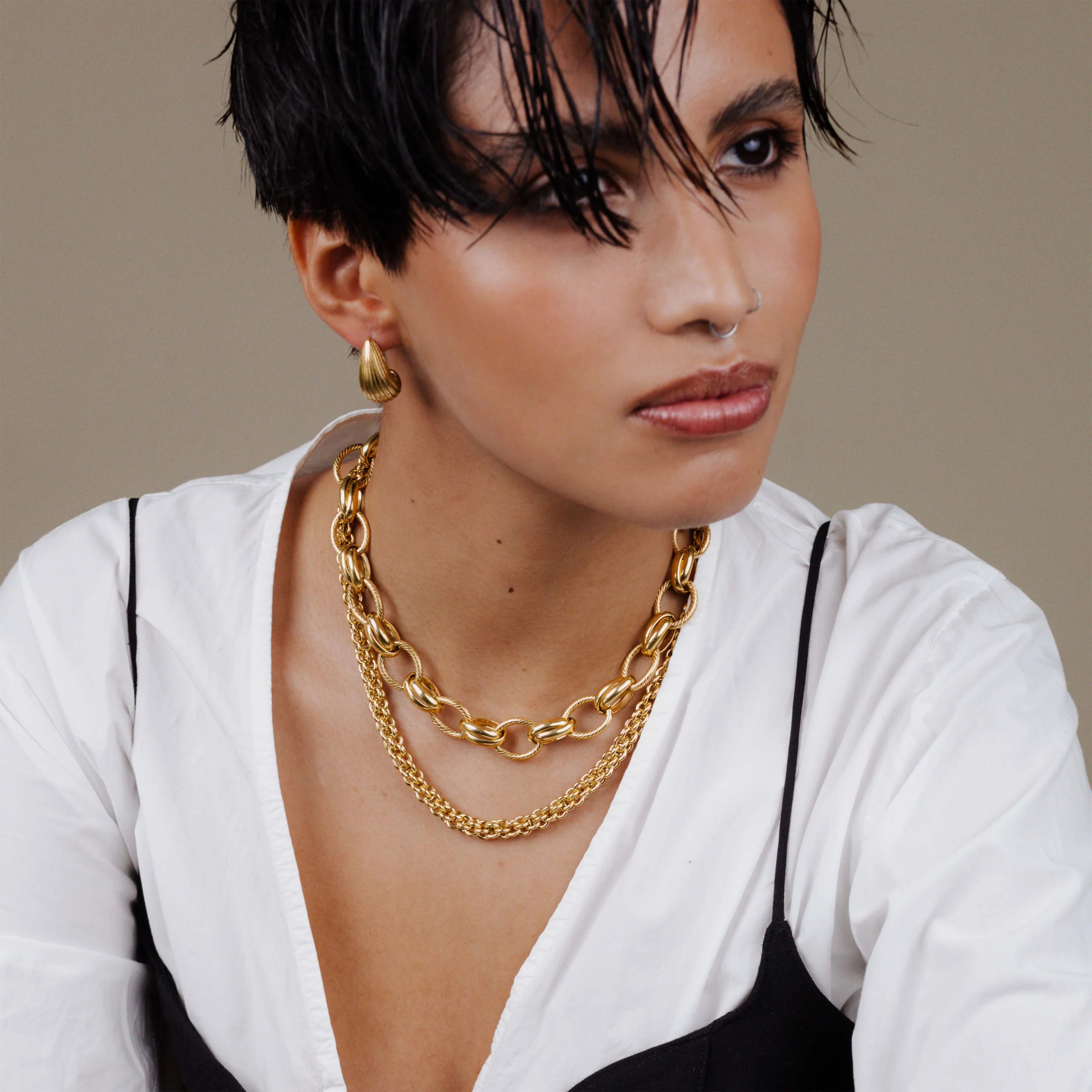 Chunky Twisted Links Necklace Gold