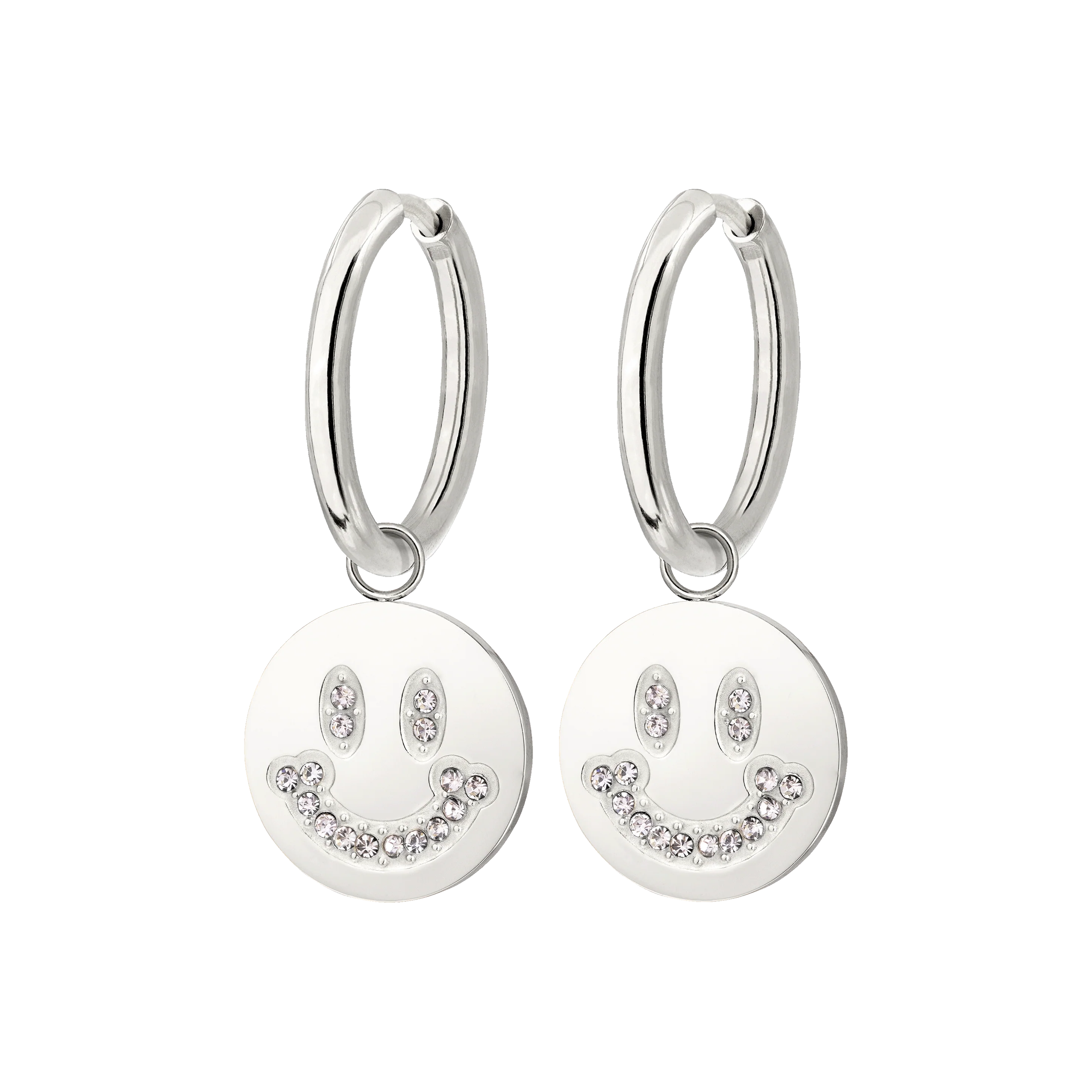 Smiley Hoop Ohrringe, Dazzling gold / silber