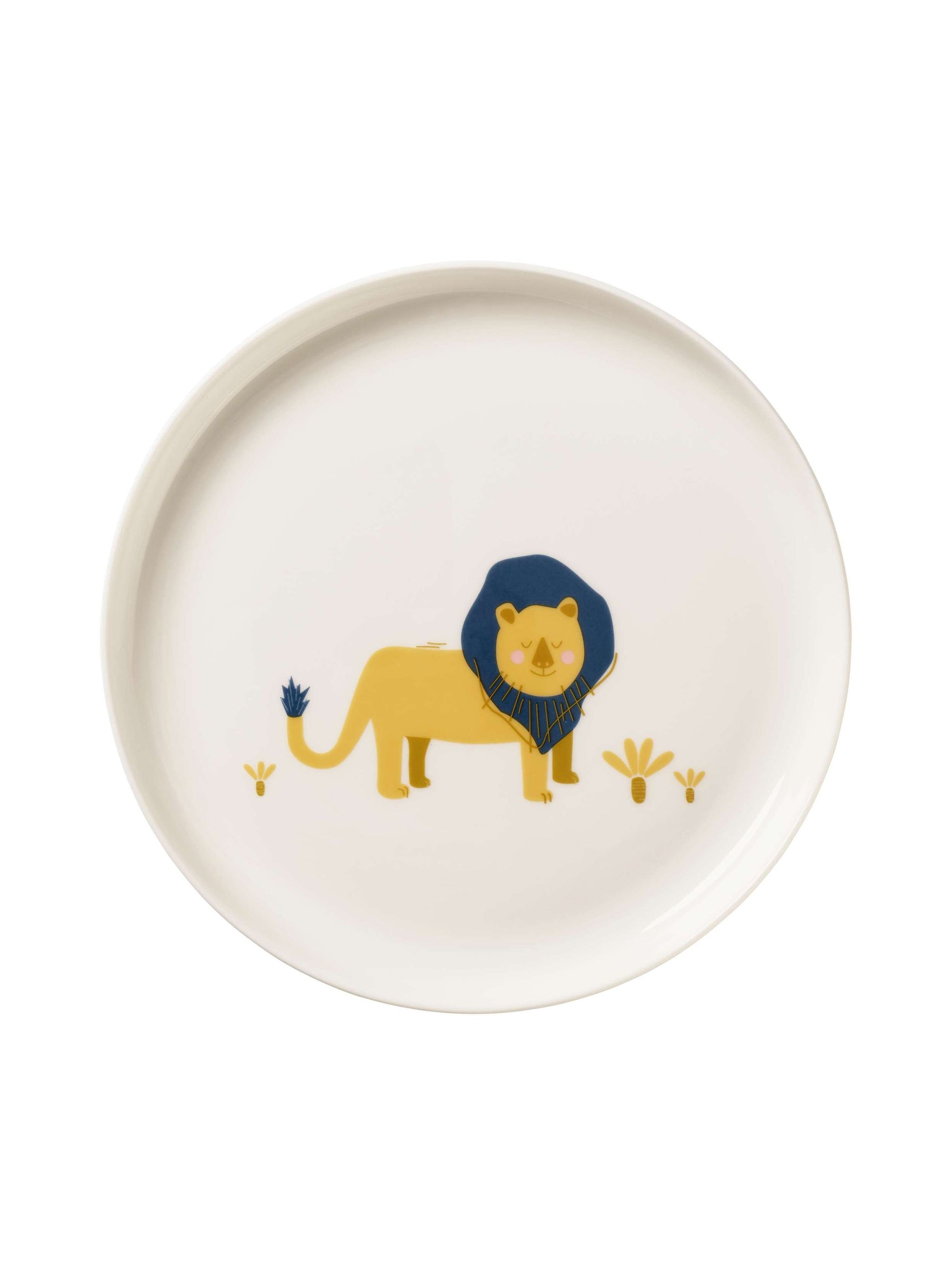 Kindergeschirr-Set aus Porzellan, Teller mit Löwe