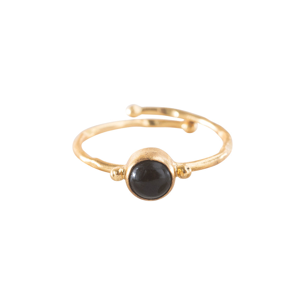 Ring "Faithful", Black Onyx - verstellbar