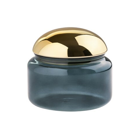 Glasdose blau /. gold