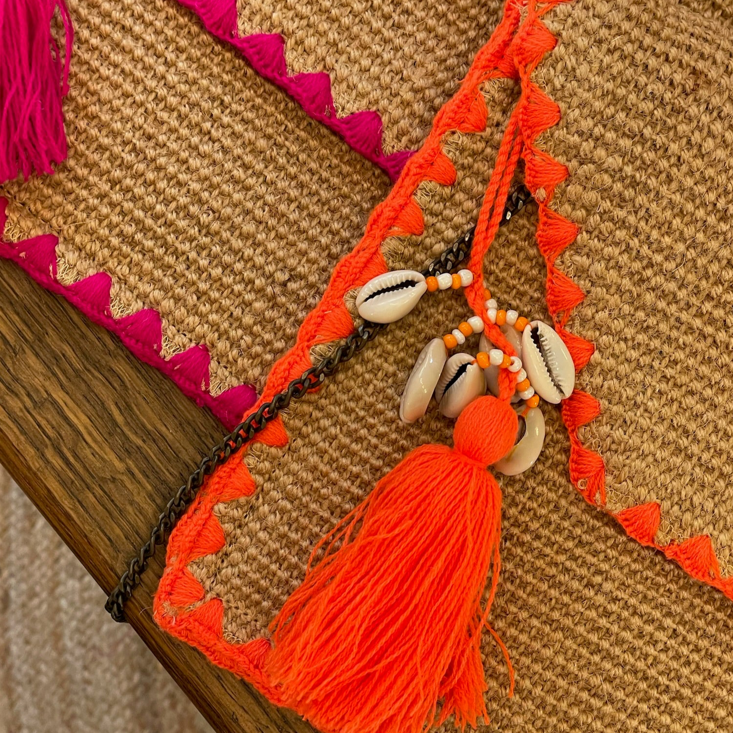 Jute Clutch Neon Pink oder Orange
