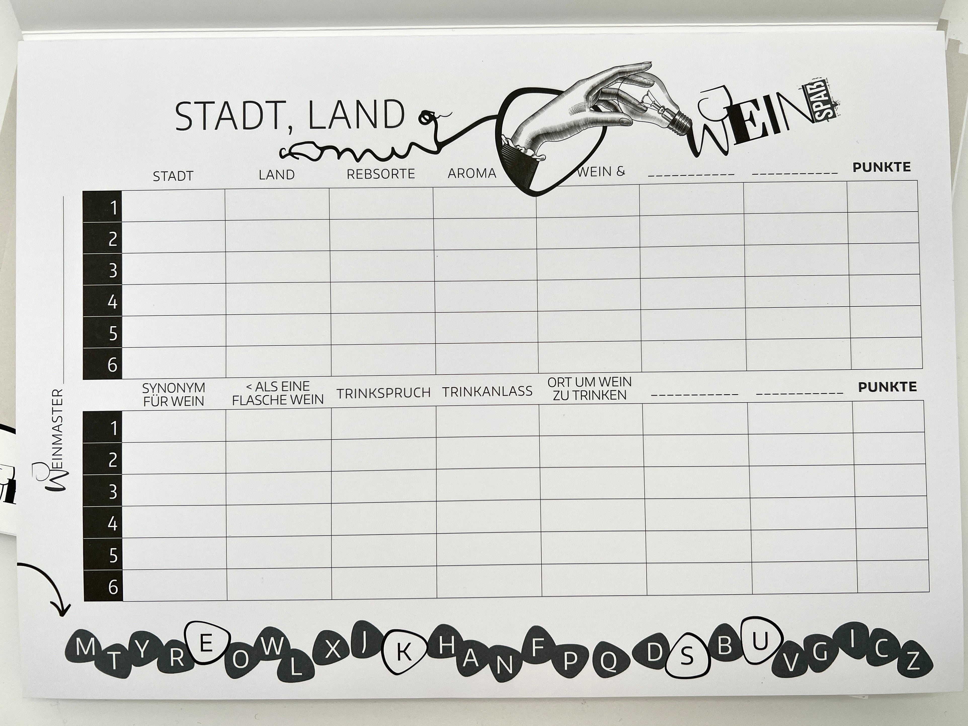 Spiel "STADT, LAND, WEINSPASS"