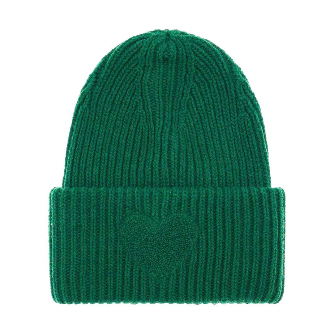 Grobstrick Beanie aus recyceltem Material mit Herz Patch