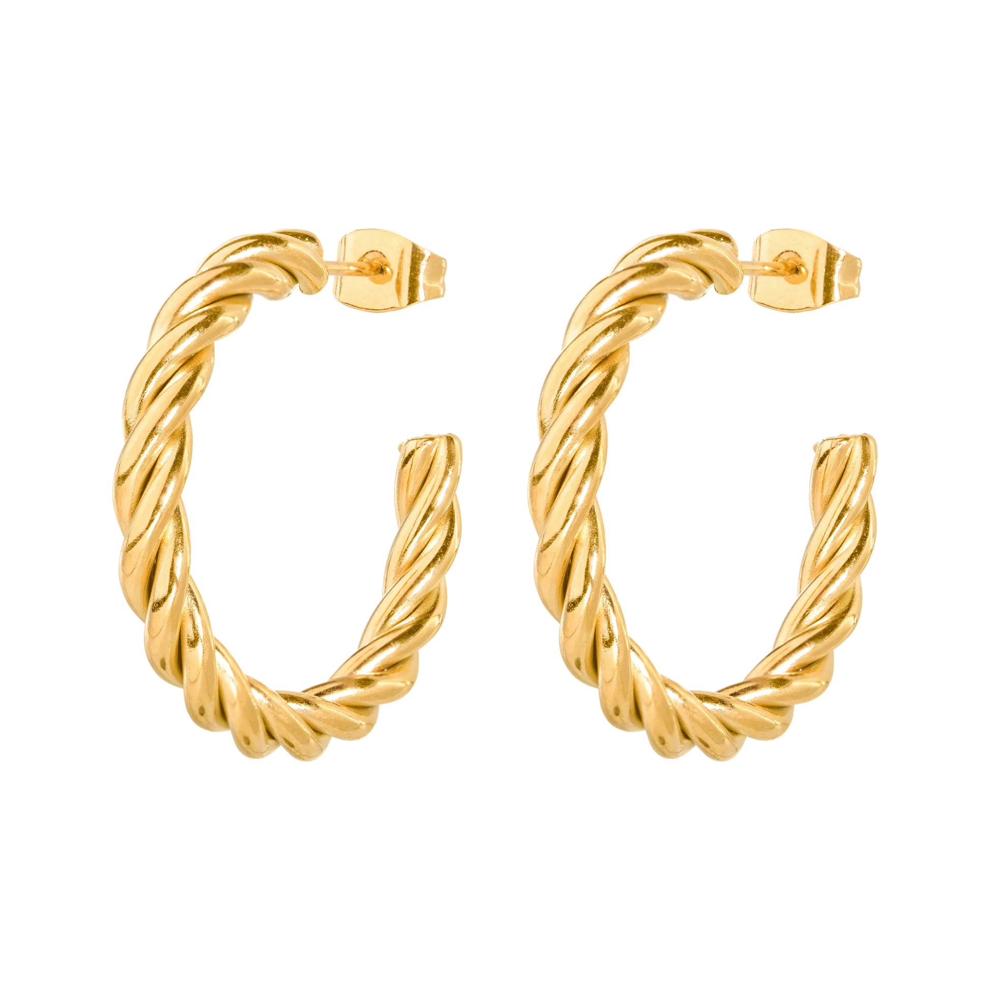 Squeeze it Medium Hoop Studs Gold