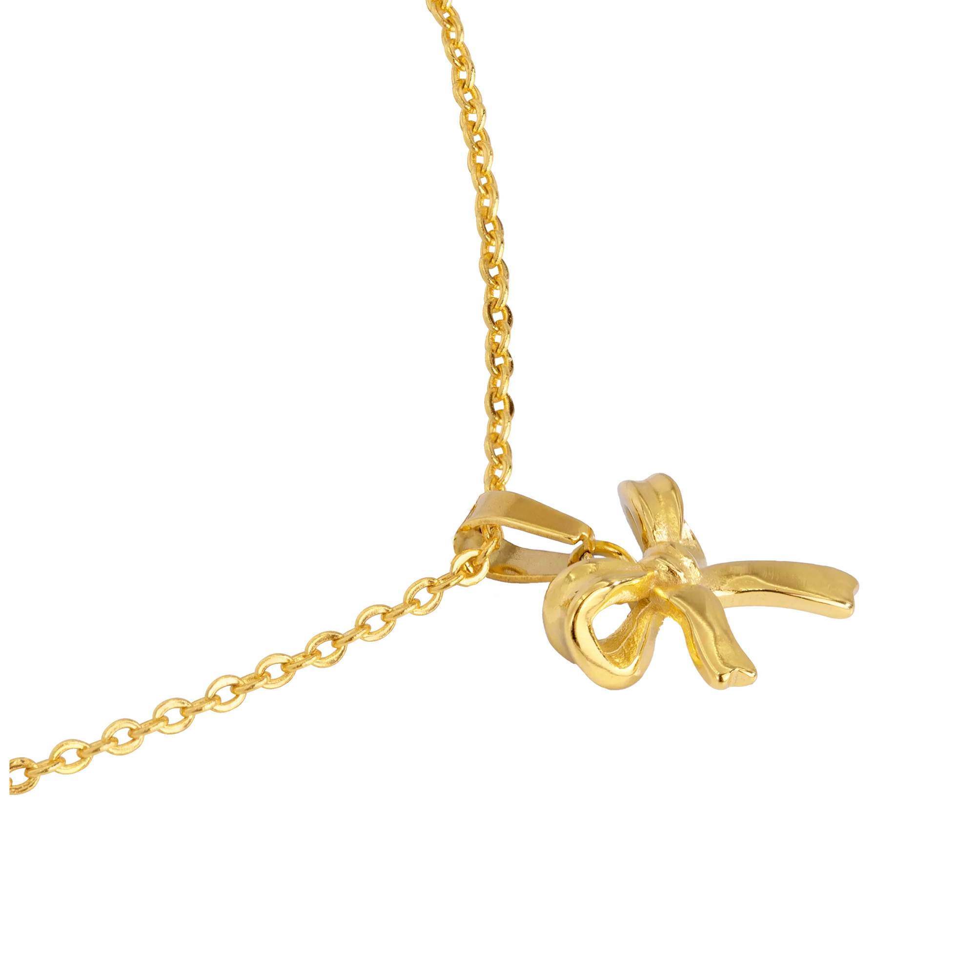 Pretty Ribbon Necklace Gold