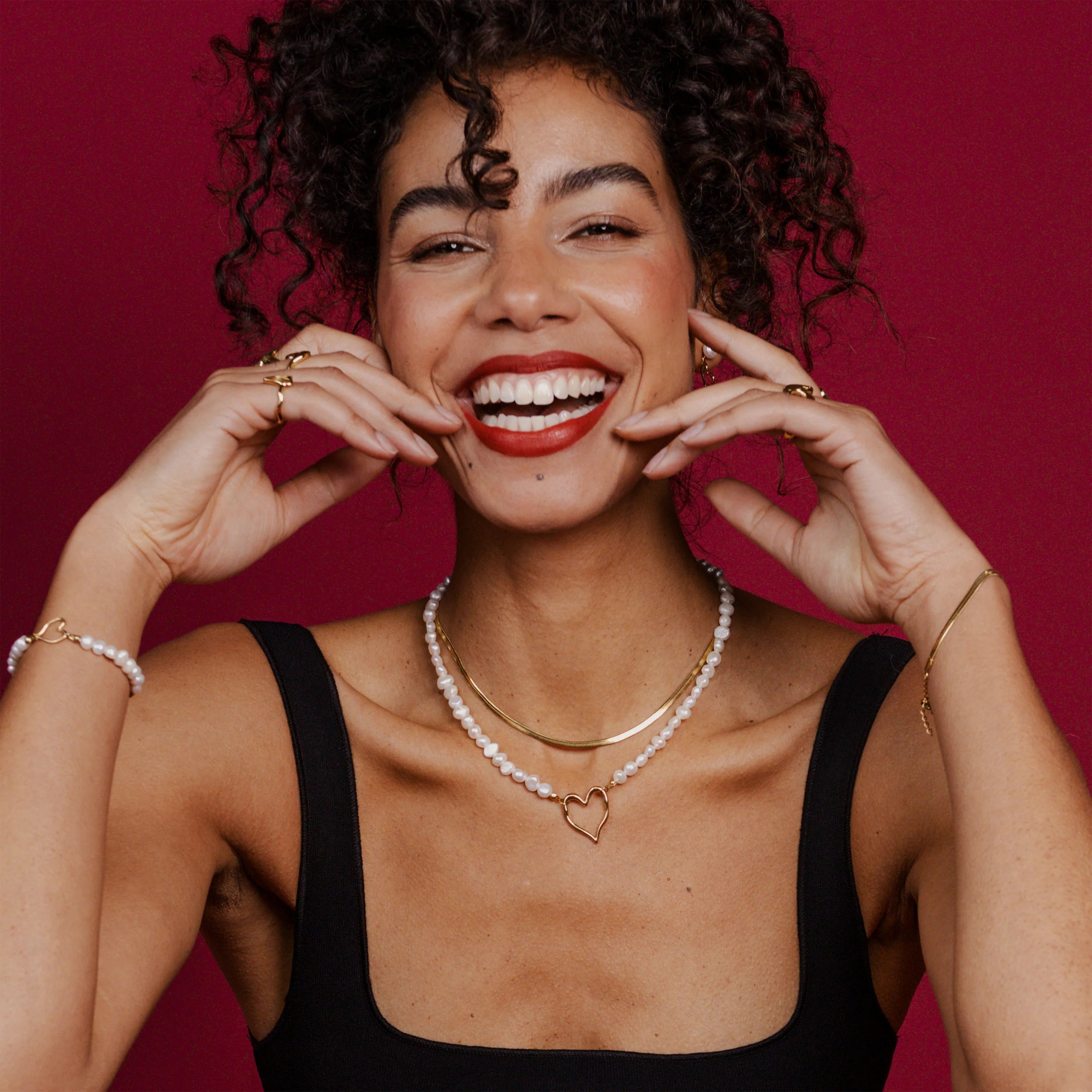 Slim Herringbone Necklace Gold