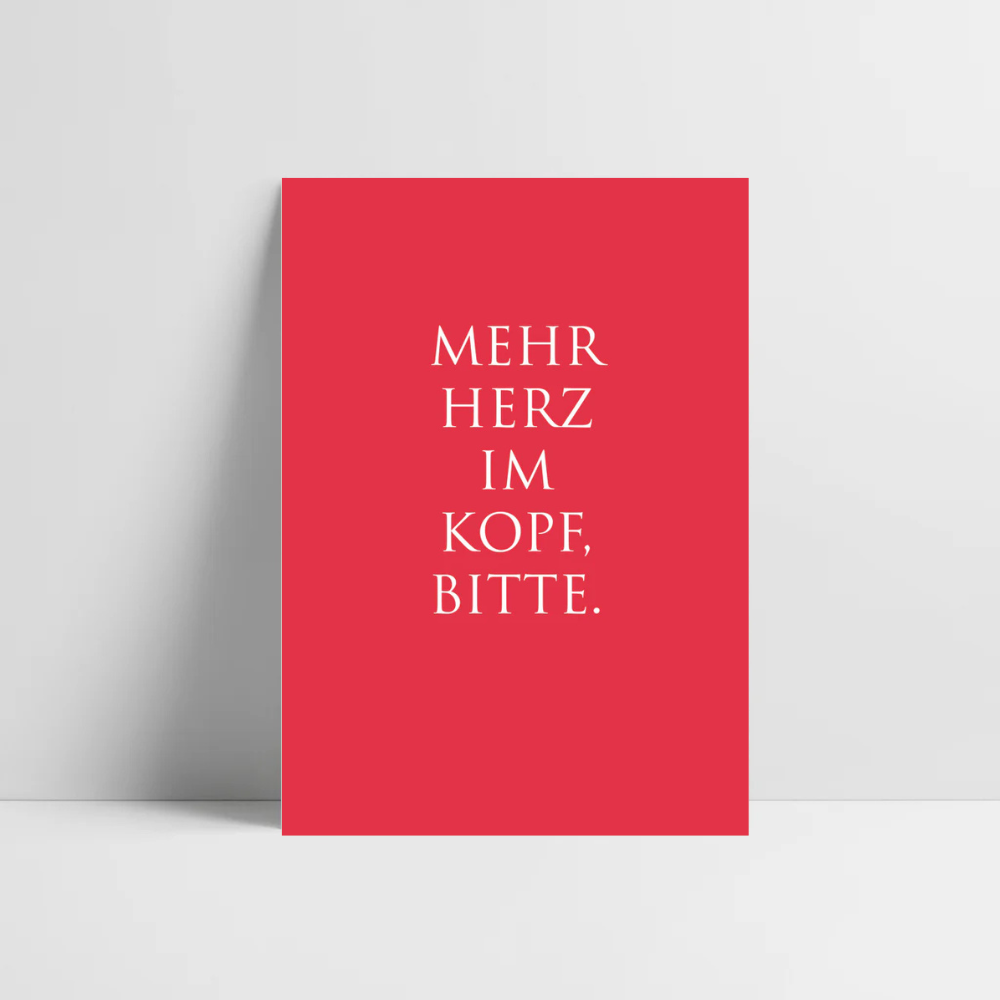 Postkarte "Mehr Herz im Kopf, bitte."