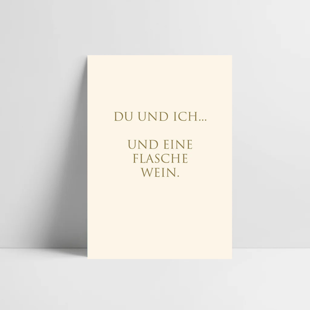 Postkarte "Du und ich.. und eine Flasche Wein."