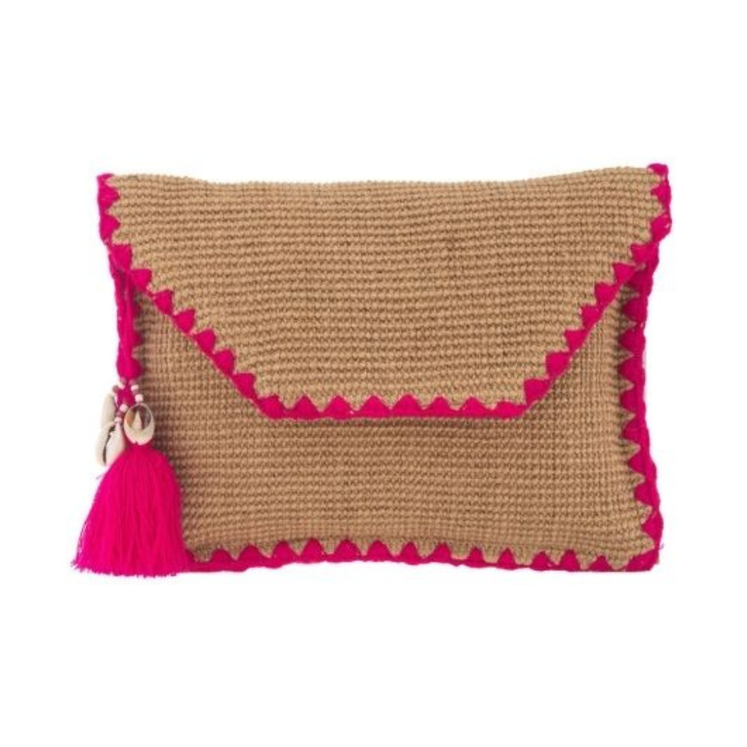 Jute Clutch Neon Pink oder Orange