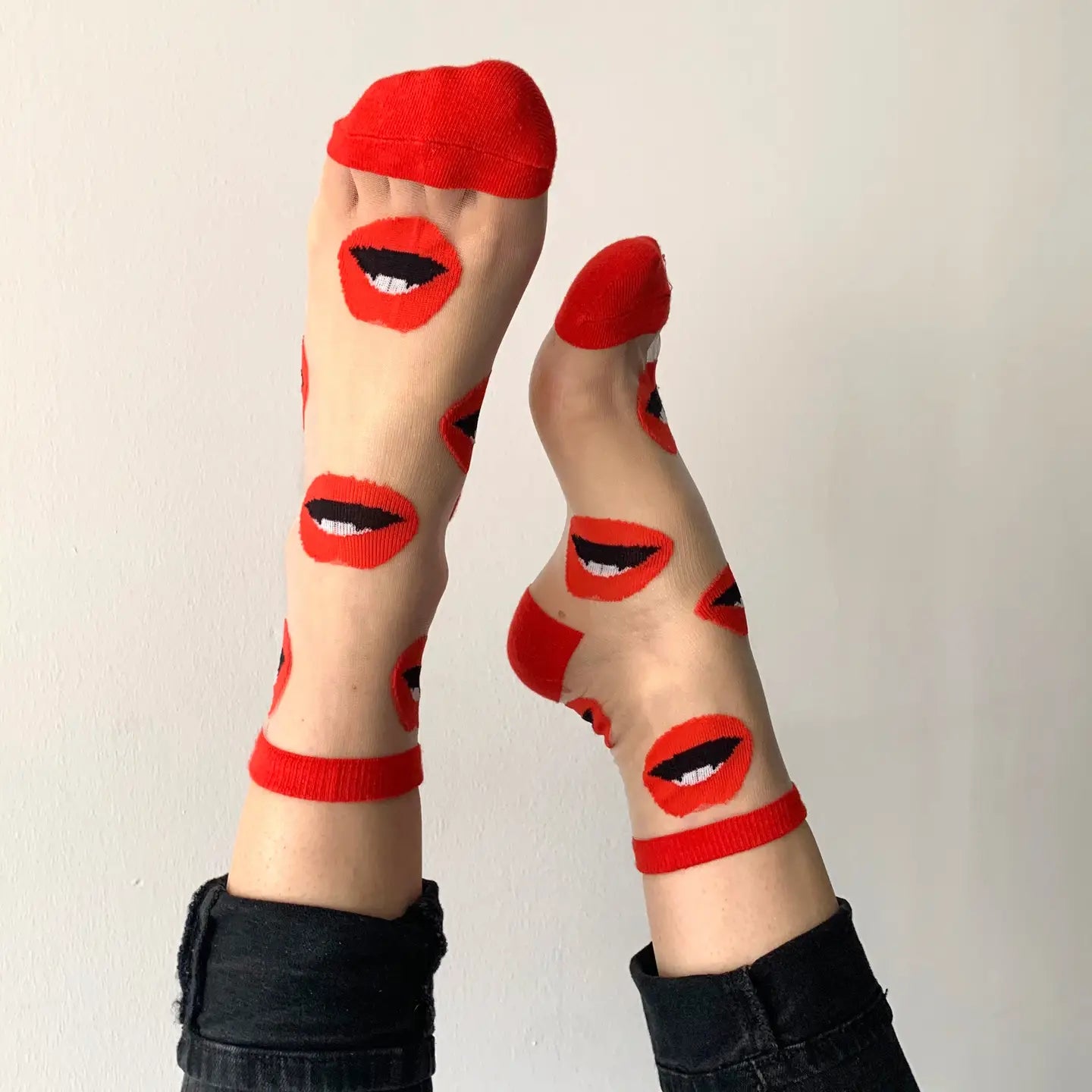 Transparente Kussmund Socken