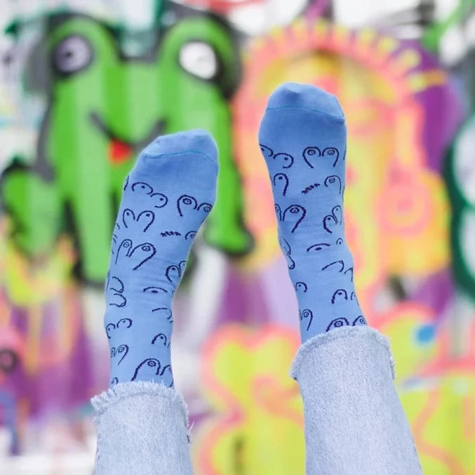 Socken, Brüste, Boobie Socks, blau