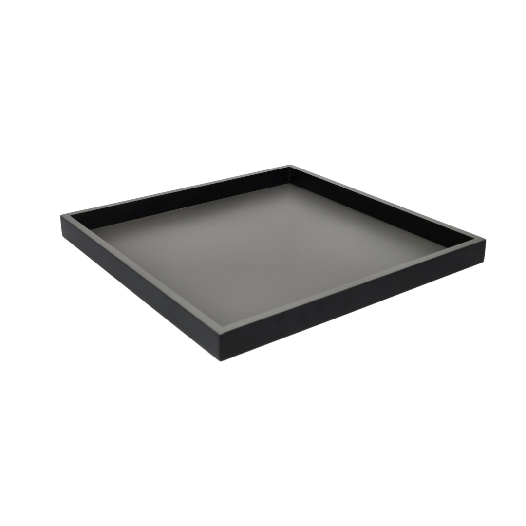 Tablett, quadratisch grau/schwarz