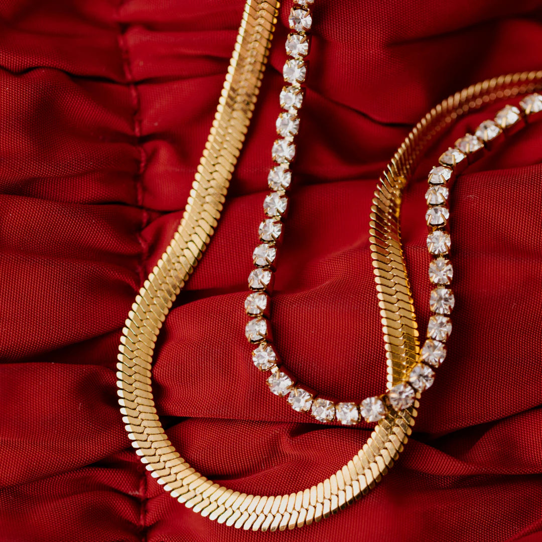 Slim Herringbone Necklace Gold