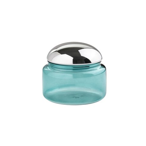 Glasdose blau / silber, Größe S