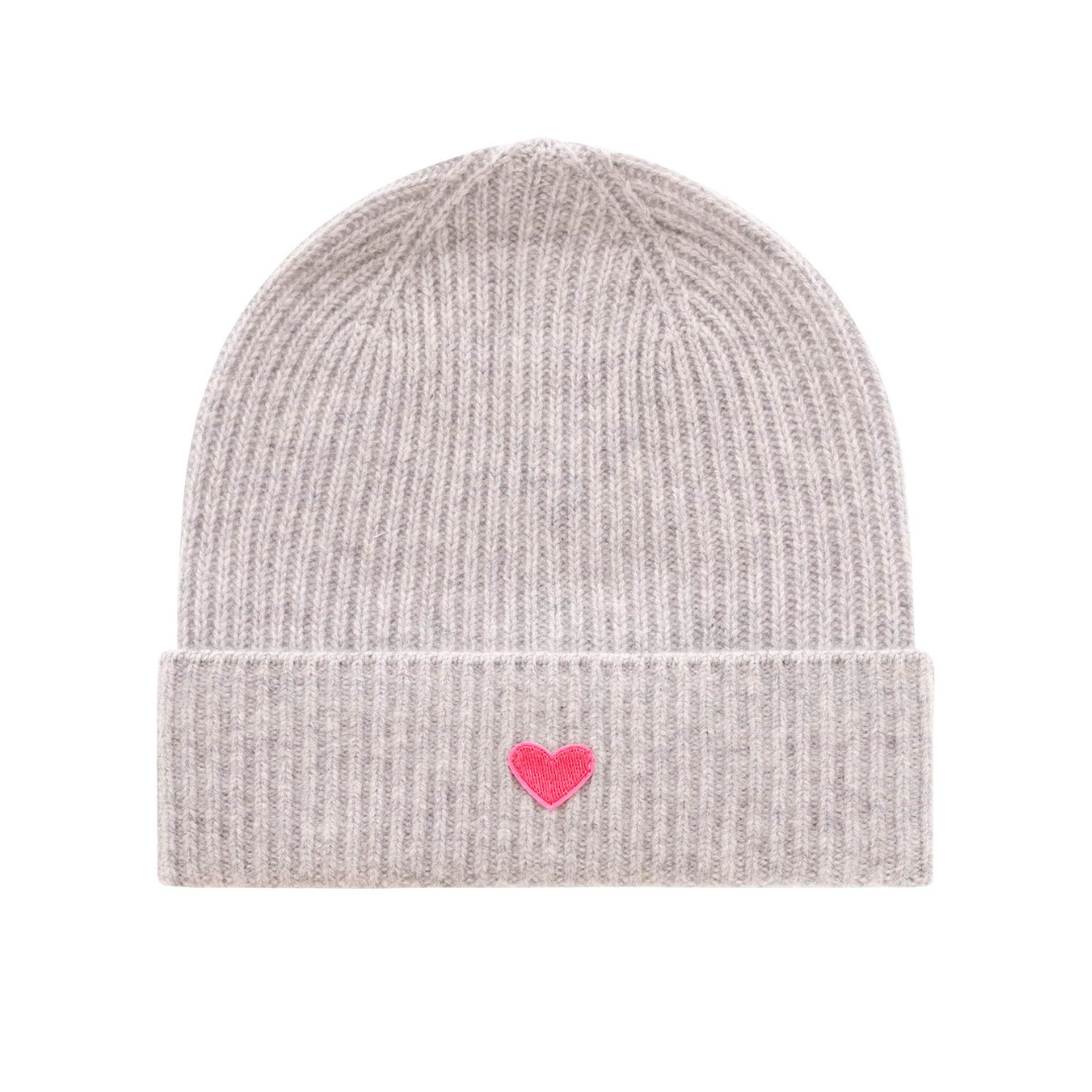 100% Kaschmir: Beanie mit Herz